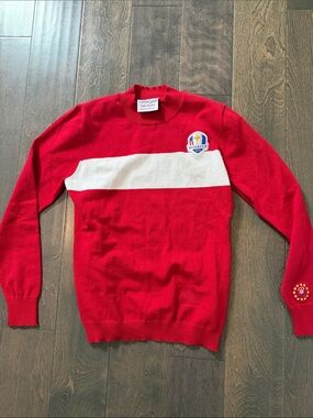 Red Crewneck Sweater with White Stripe - Ryder Cup Patch